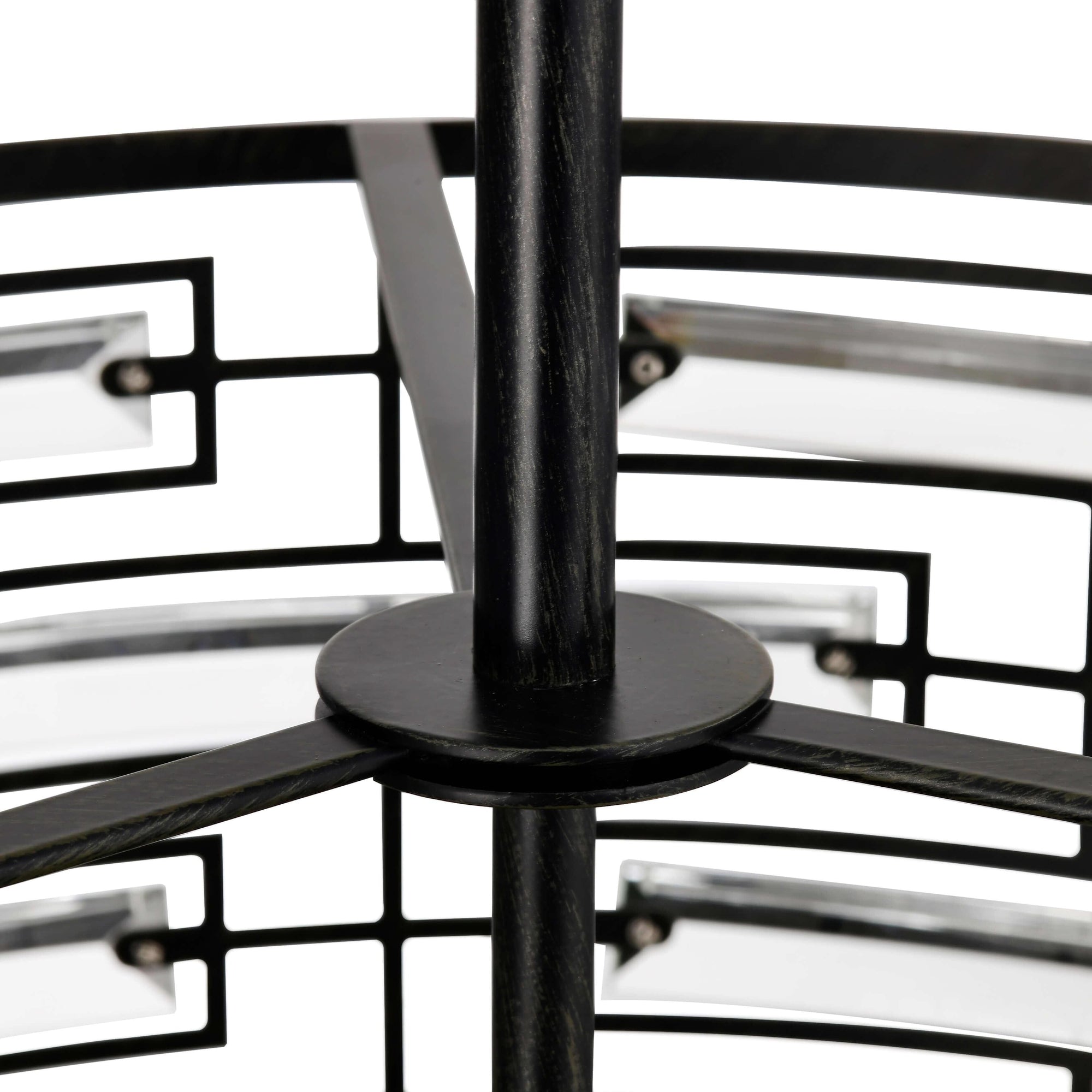 Lustre Anita à abat-jour tambour et prisme en verre transparent