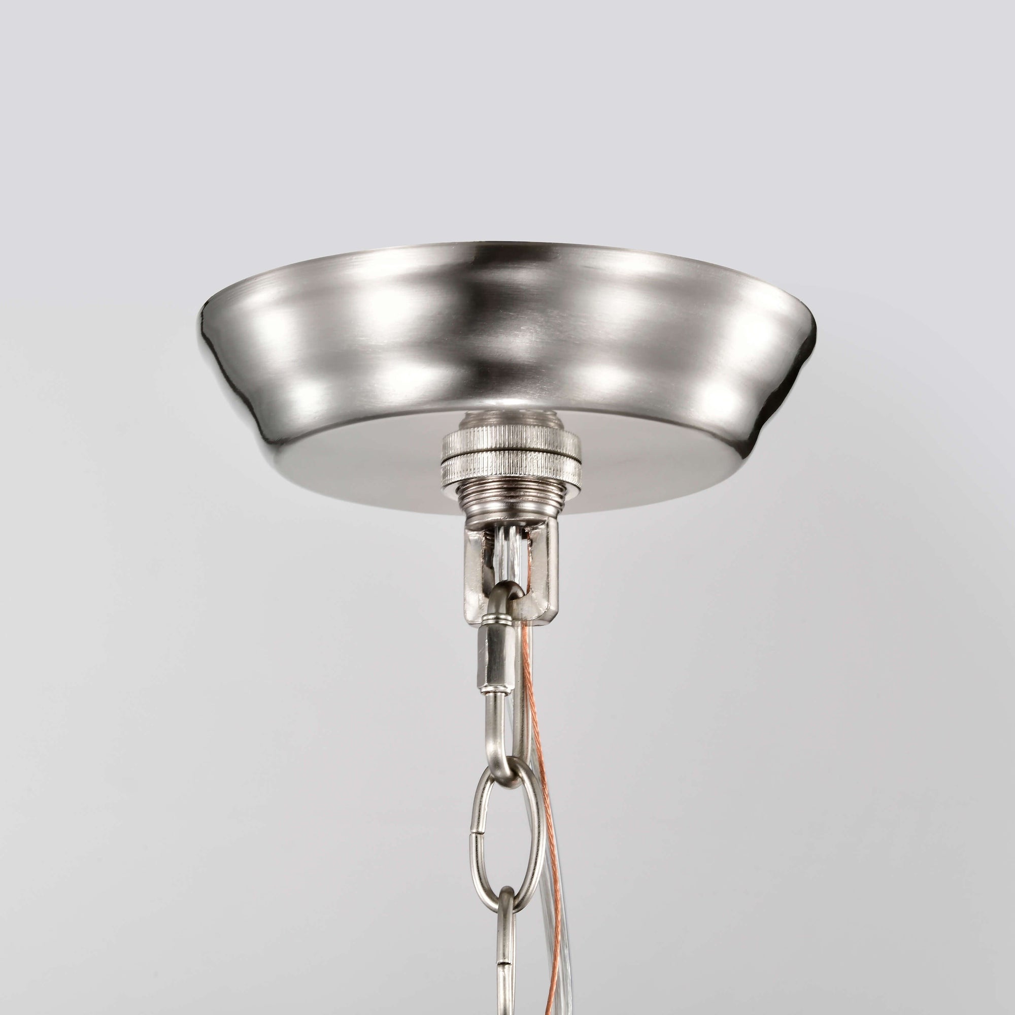 Lustre Anita à abat-jour tambour et prisme en verre transparent