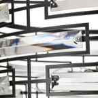 Lustre Anita à abat-jour tambour et prisme en verre transparent