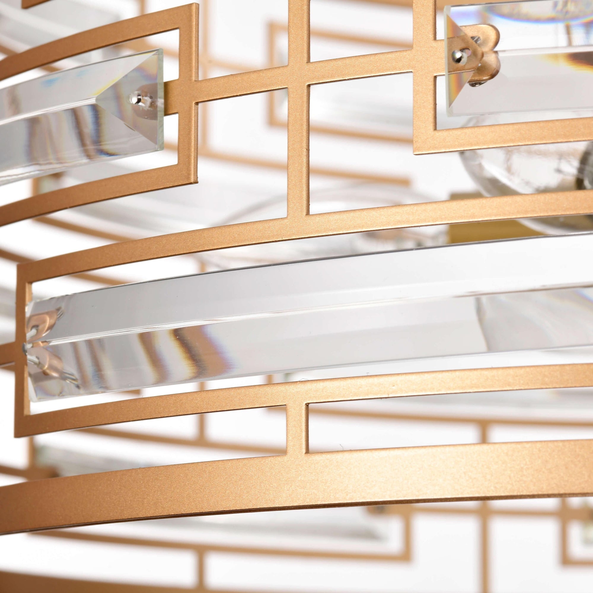 Lustre Anita à abat-jour tambour et prisme en verre transparent