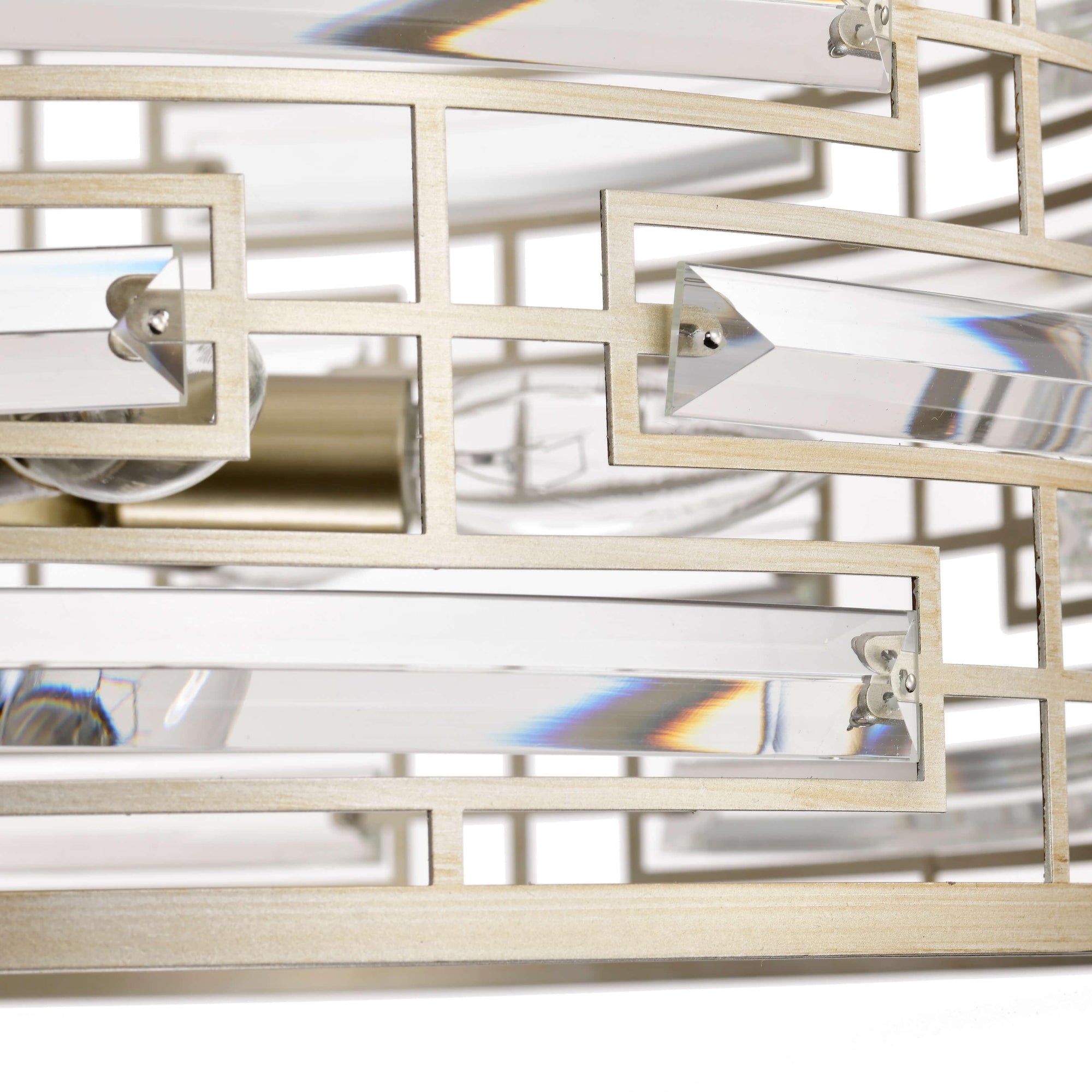 Lustre Anita à abat-jour tambour et prisme en verre transparent