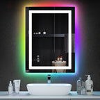 Miroir de salle de bain antibuée rétroéclairé RGB et éclairé par LED
