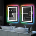Miroir de salle de bain antibuée rétroéclairé RGB et éclairé par LED