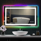 Miroir de salle de bain antibuée rétroéclairé RGB et éclairé par LED