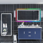 Miroir de salle de bain antibuée rétroéclairé RGB et éclairé par LED
