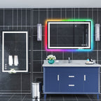 Miroir de salle de bain antibuée rétroéclairé RGB et éclairé par LED