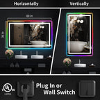 Miroir de salle de bain antibuée rétroéclairé RGB et éclairé par LED