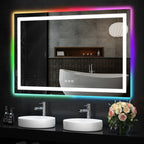 Miroir de salle de bain antibuée rétroéclairé RGB et éclairé par LED