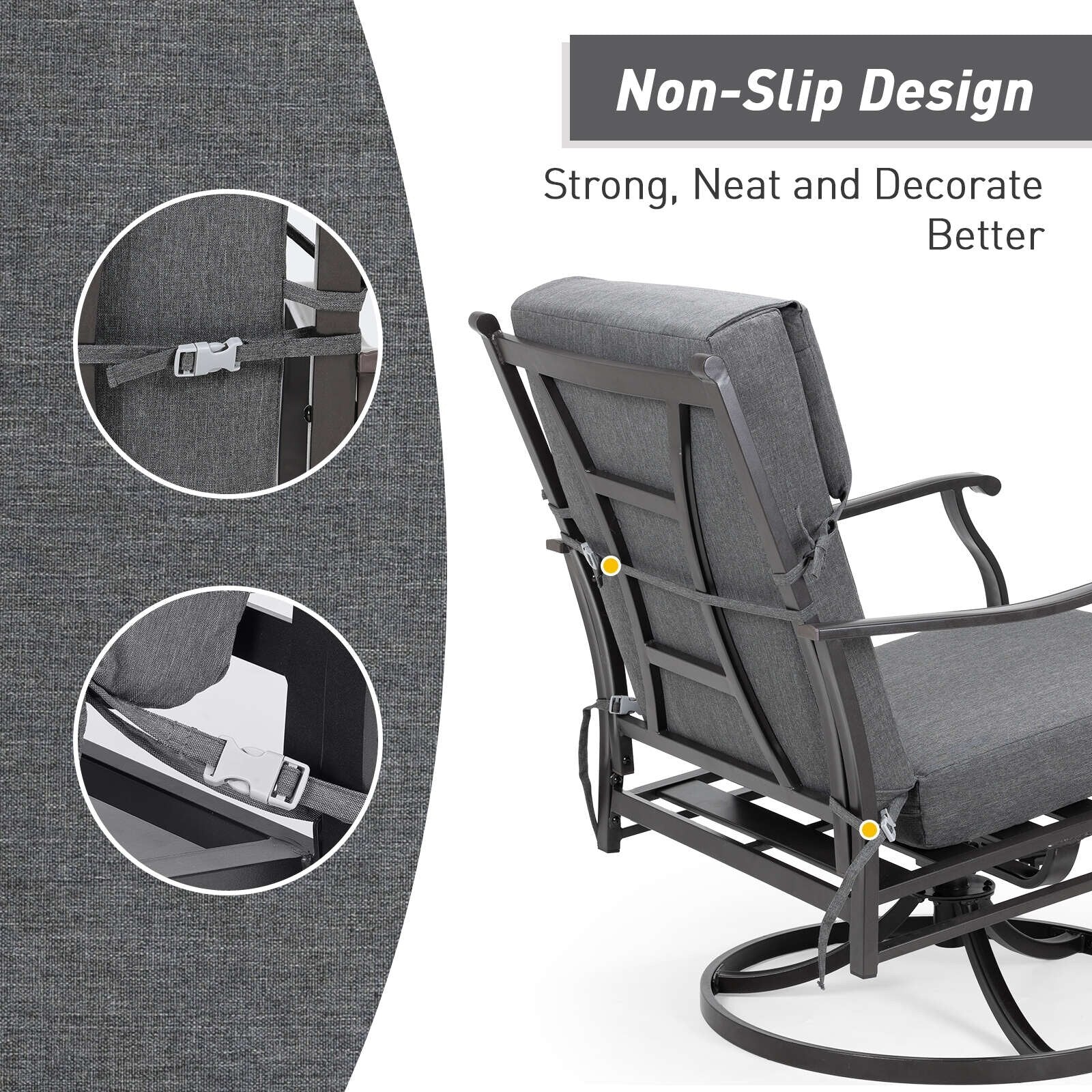 Ensemble de 4 coussins pour chaise de patio à dossier haut Aoodor, 46 x 21 x 4 pouces (coussins seulement)