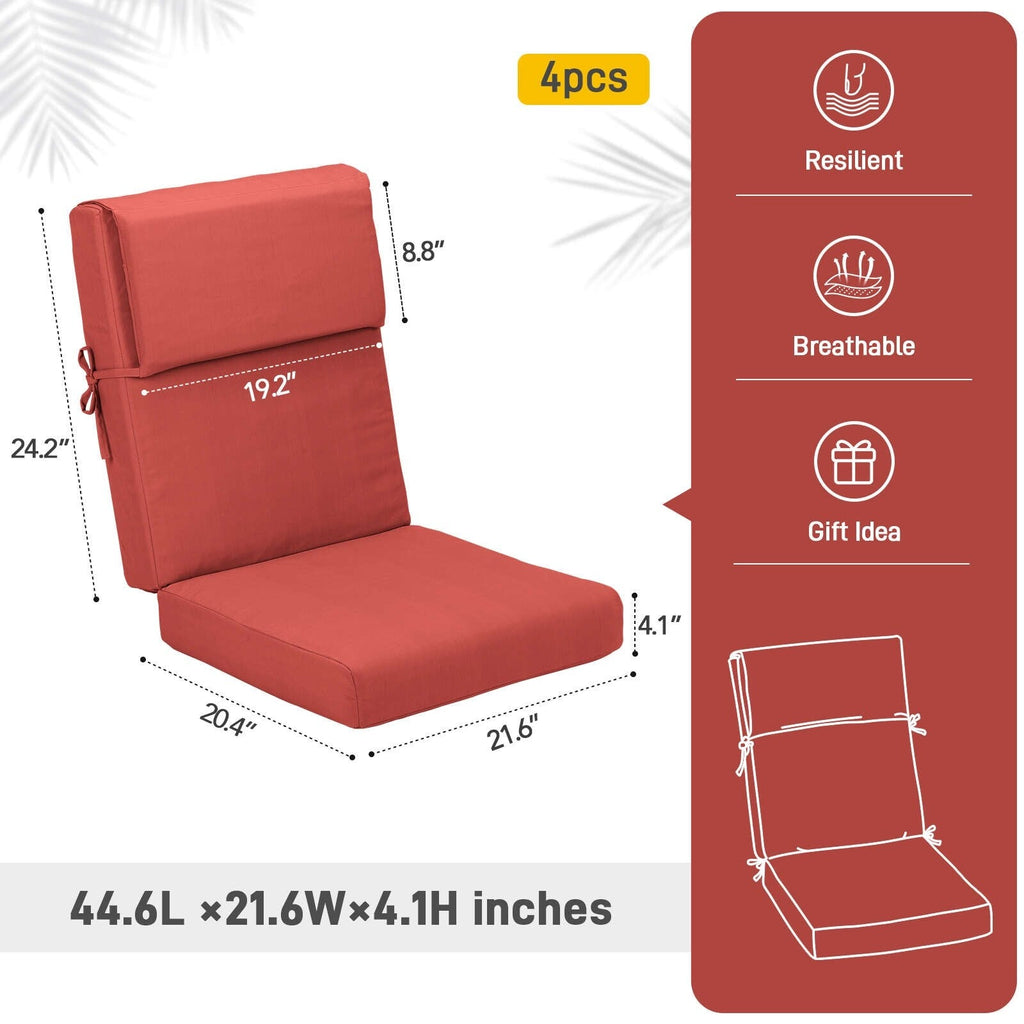 Ensemble de 4 coussins pour chaise de patio à dossier haut Aoodor, 46 x 21 x 4 pouces (coussins seulement)