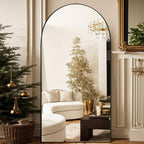 Miroir sur pied en bois arqué, miroir mural