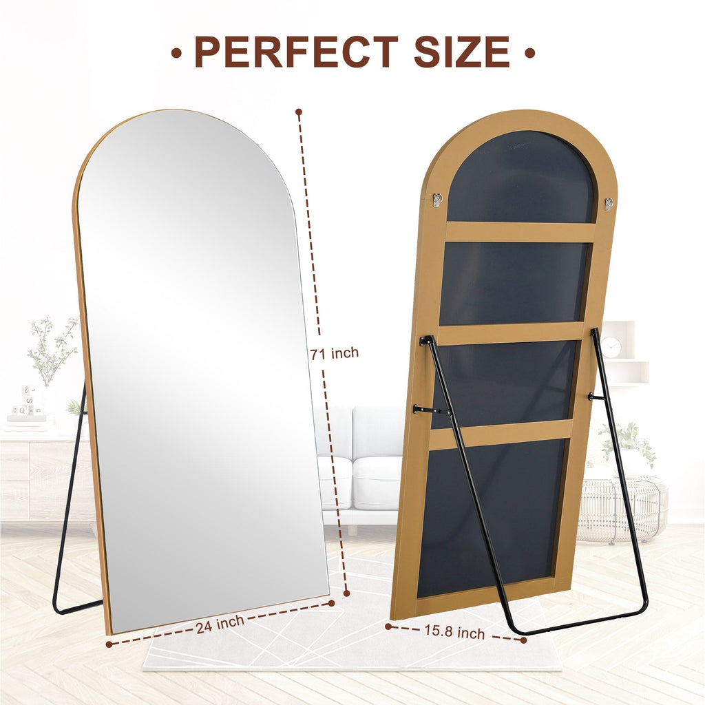 Miroir sur pied en bois arqué, miroir mural