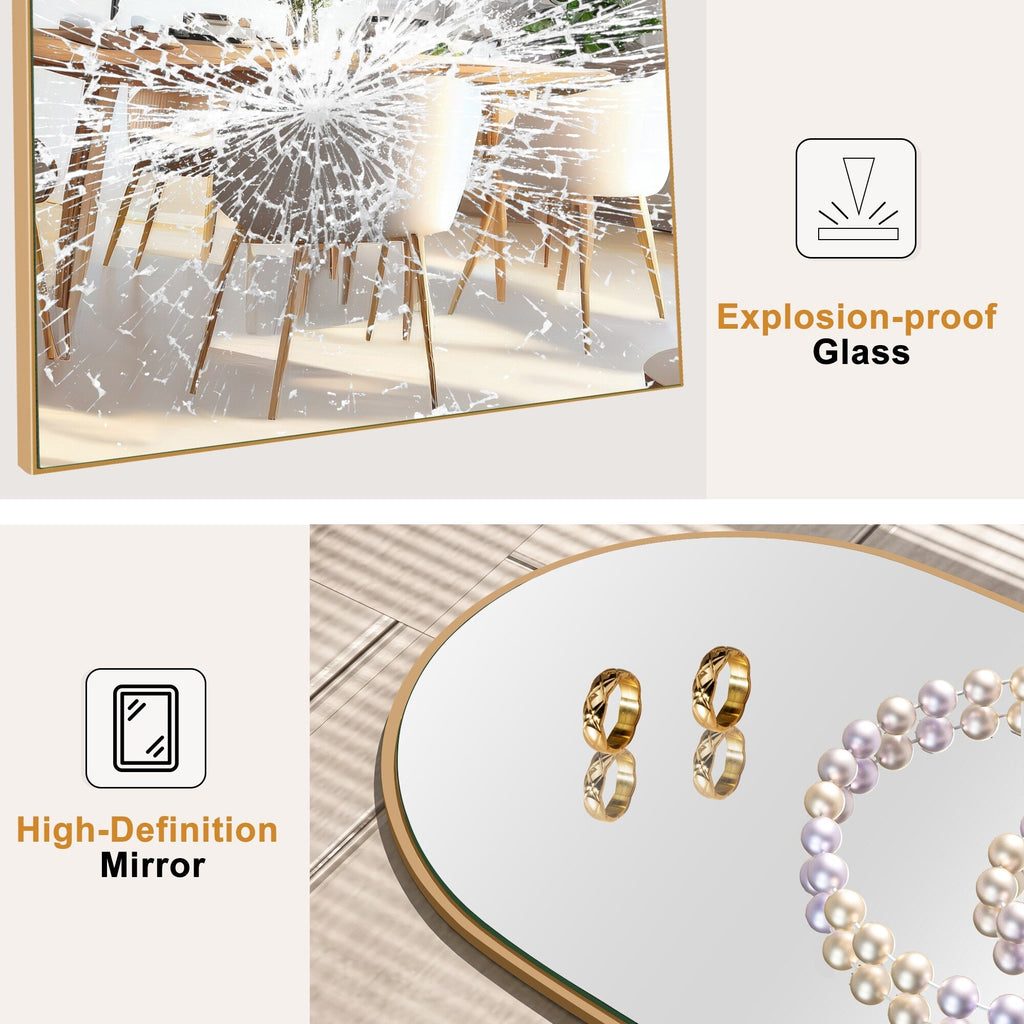 Miroir sur pied en bois arqué, miroir mural