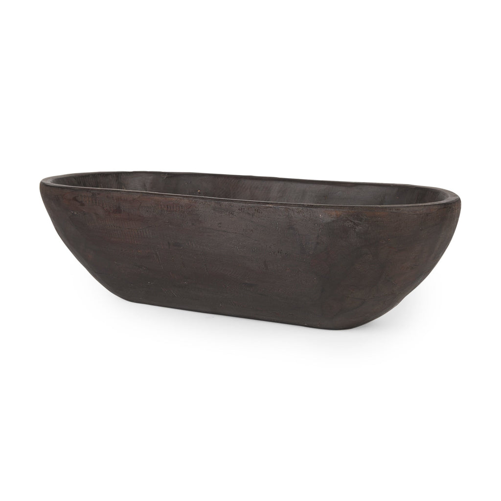 Bol oblong extra large Athena en bois recyclé noir-brun - 26,0 cm (L) x 10,0 cm (l) x 7,0 cm (H)