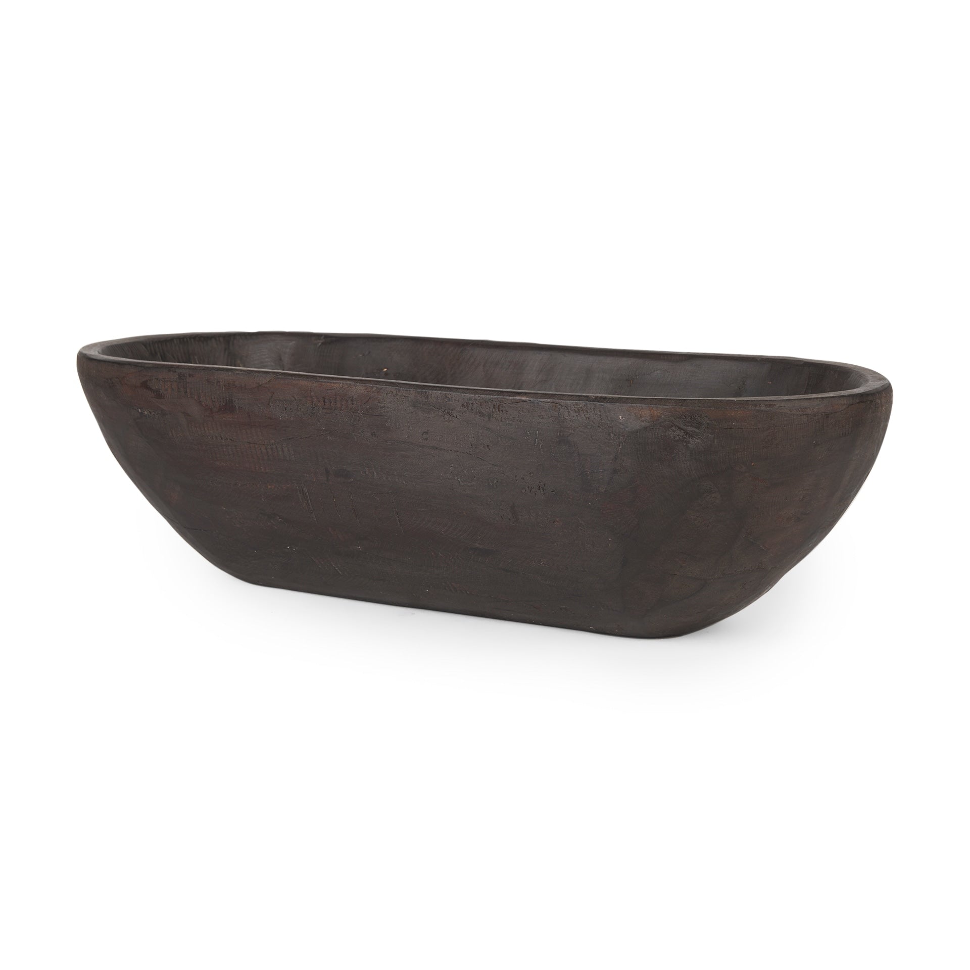Bol oblong extra large Athena en bois recyclé noir-brun - 26,0 cm (L) x 10,0 cm (l) x 7,0 cm (H)