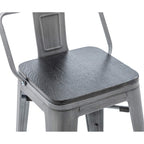 Ensemble de 4 tabourets de bar industriels en métal avec dossier et assise en bois