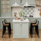 Ensemble de 4 tabourets de bar industriels en métal avec dossier et assise en bois