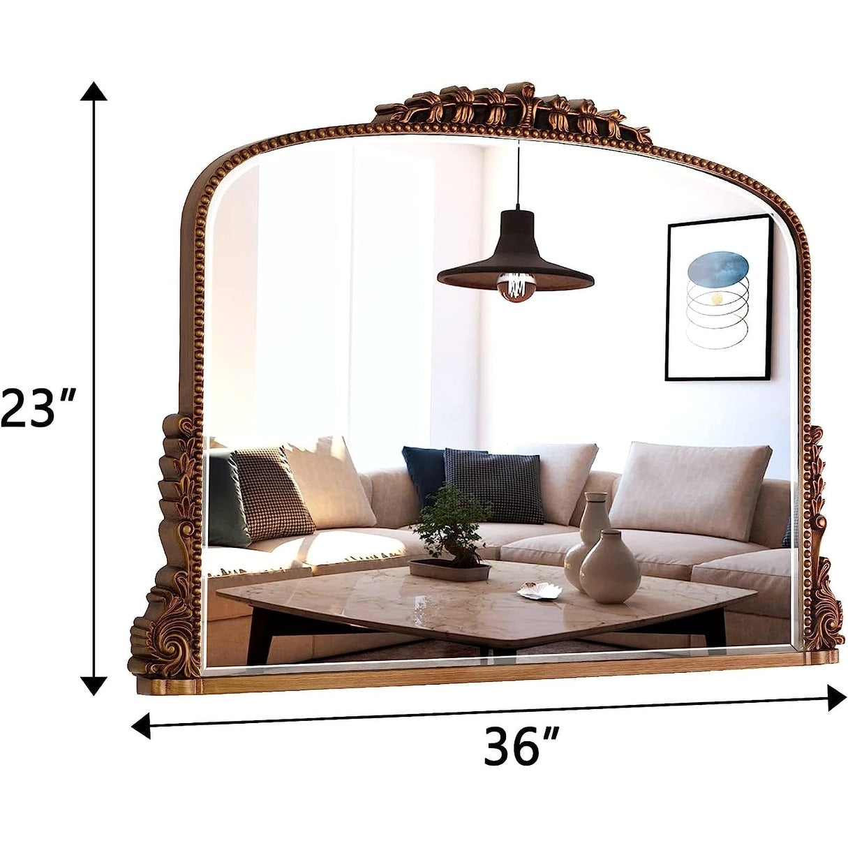 Miroir mural arqué style baroque - 36×23