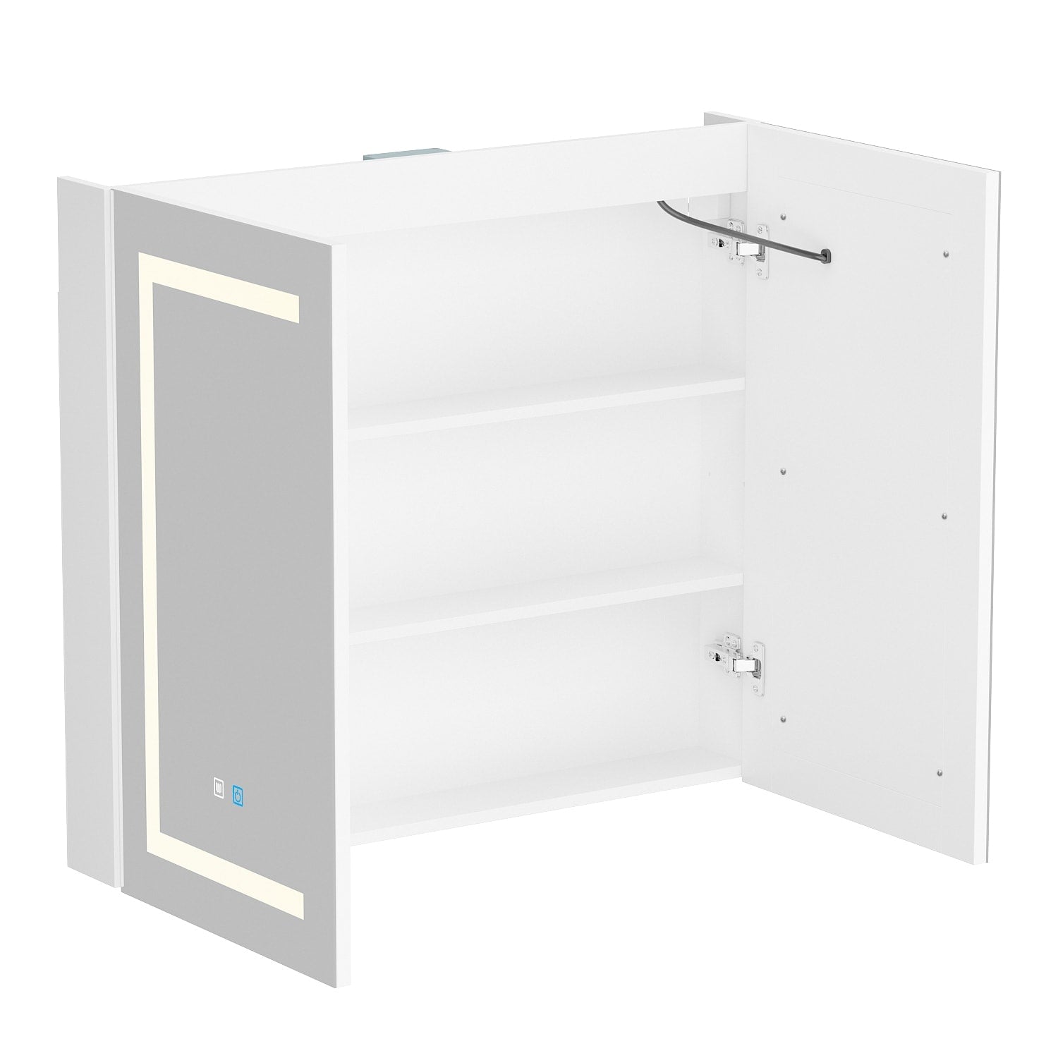 Armoire à pharmacie murale blanche avec miroir LED antibuée 6000K