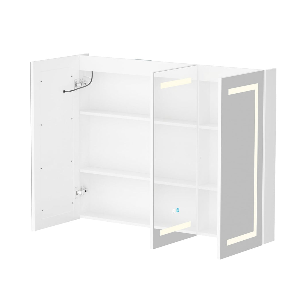 Armoire à pharmacie murale blanche avec miroir LED antibuée 6000K
