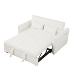 Canapé-lit convertible deux places en tissu bouclé beige 55,12 avec dossier réglable et 2 coussins lombaires pour salon