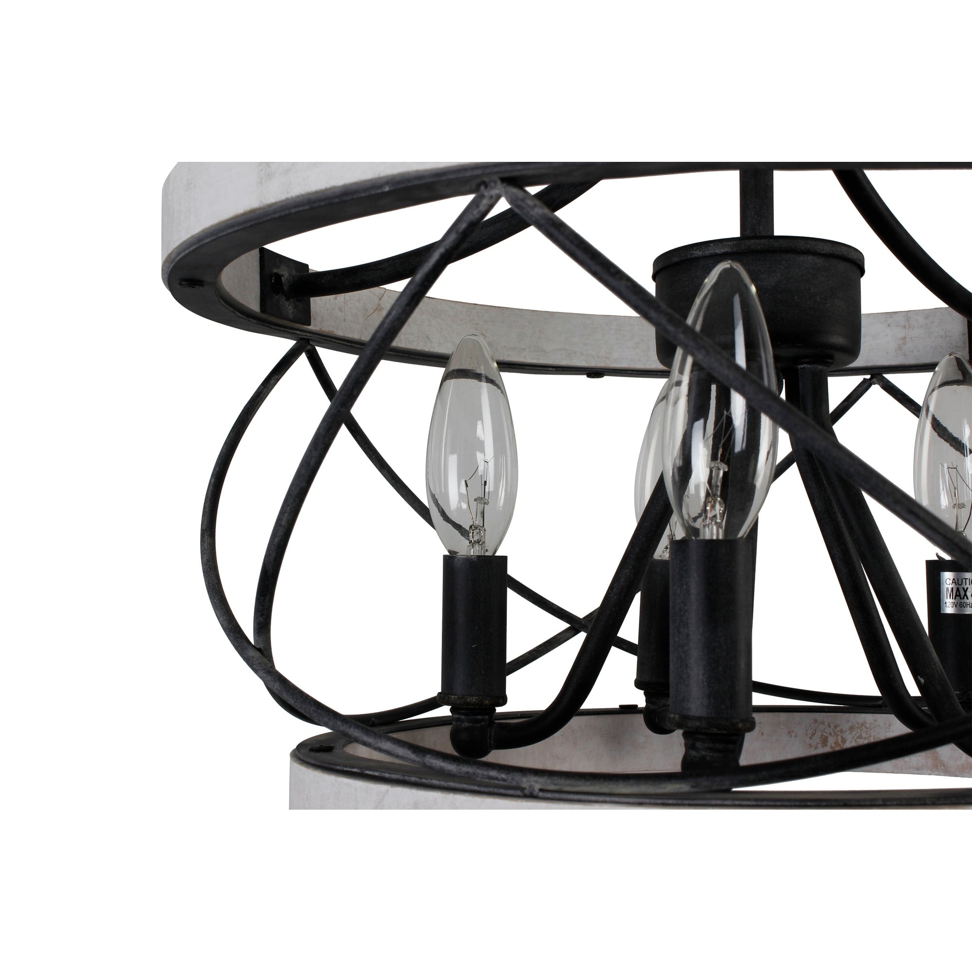 Lustre rustique Bella Depot à 5 lumières en bois avec cage, éclairage à intensité variable, suspension de style ferme réglable de 15,7 pouces pour îlot de cuisine