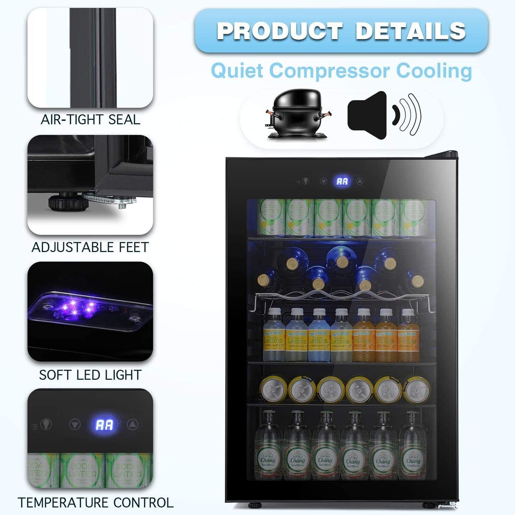 Cave à vin de 4,4 pi³ avec éclairage DEL et boutons tactiles, étagères amovibles, niveau sonore inférieur à 38 dB