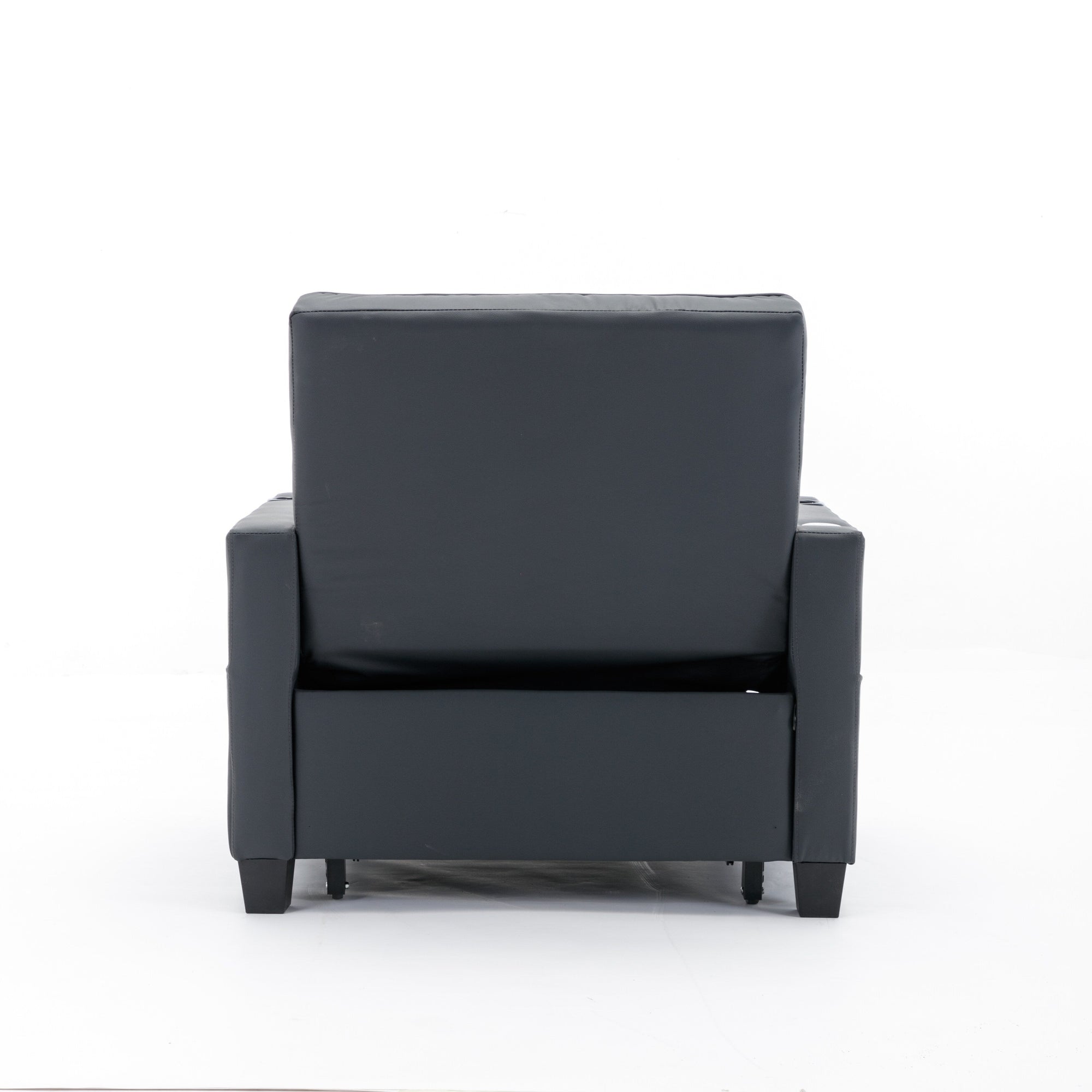 Canapé-lit convertible en similicuir noir avec ports USB