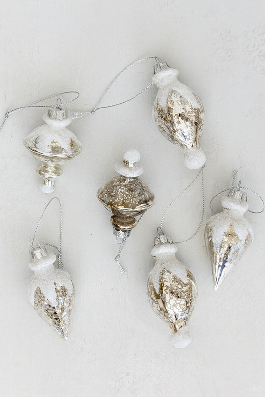 Ornements à paillettes antiques | Lot de 6