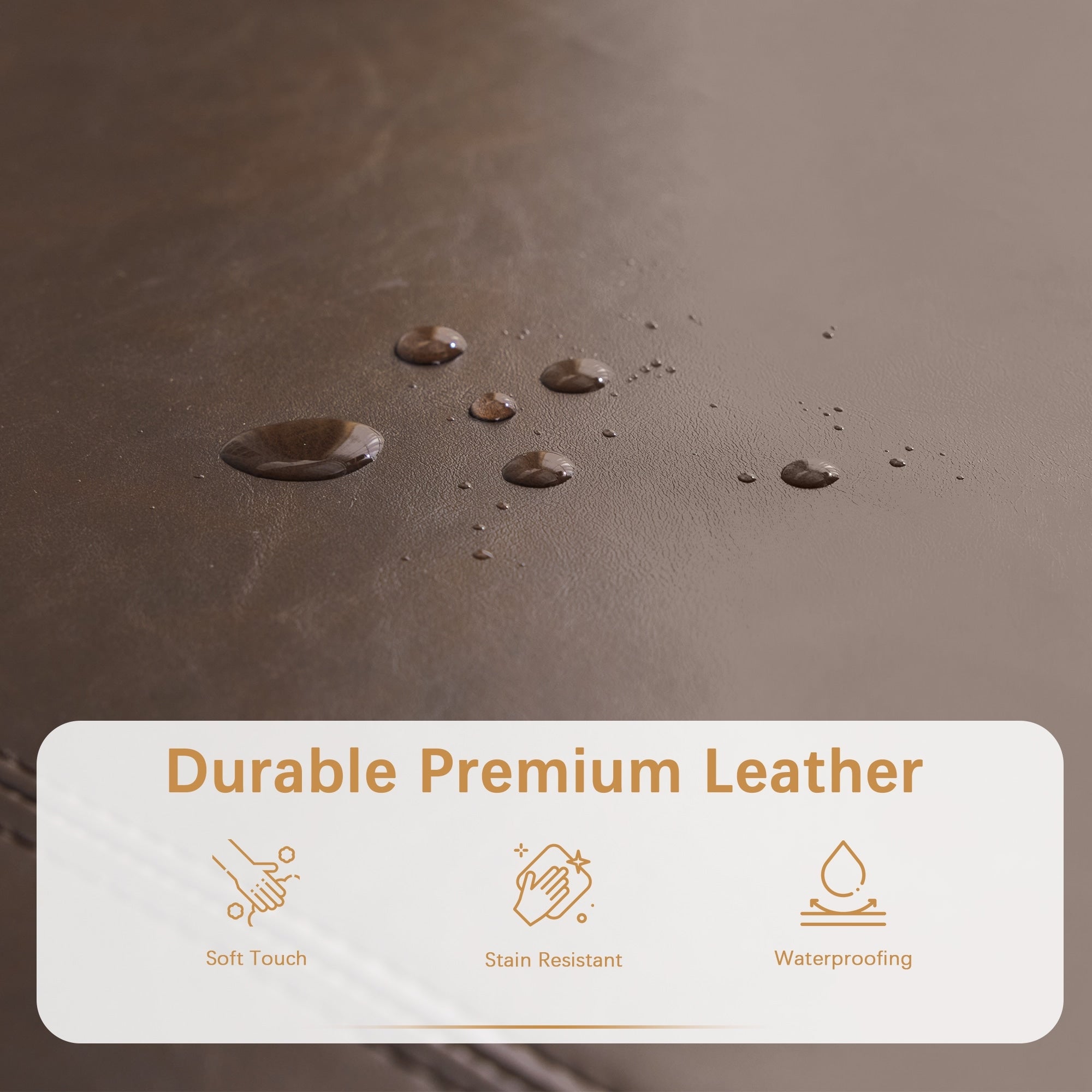 Pouf de rangement rectangulaire capitonné en similicuir (50,3 x 17,50 x 18 cm)