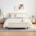 Pouf de rangement rectangulaire capitonné en similicuir (50,3 x 17,50 x 18 cm)