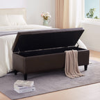 Pouf de rangement rectangulaire capitonné en similicuir (50,3 x 17,50 x 18 cm)