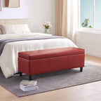 Pouf de rangement rectangulaire capitonné en similicuir (50,3 x 17,50 x 18 cm)