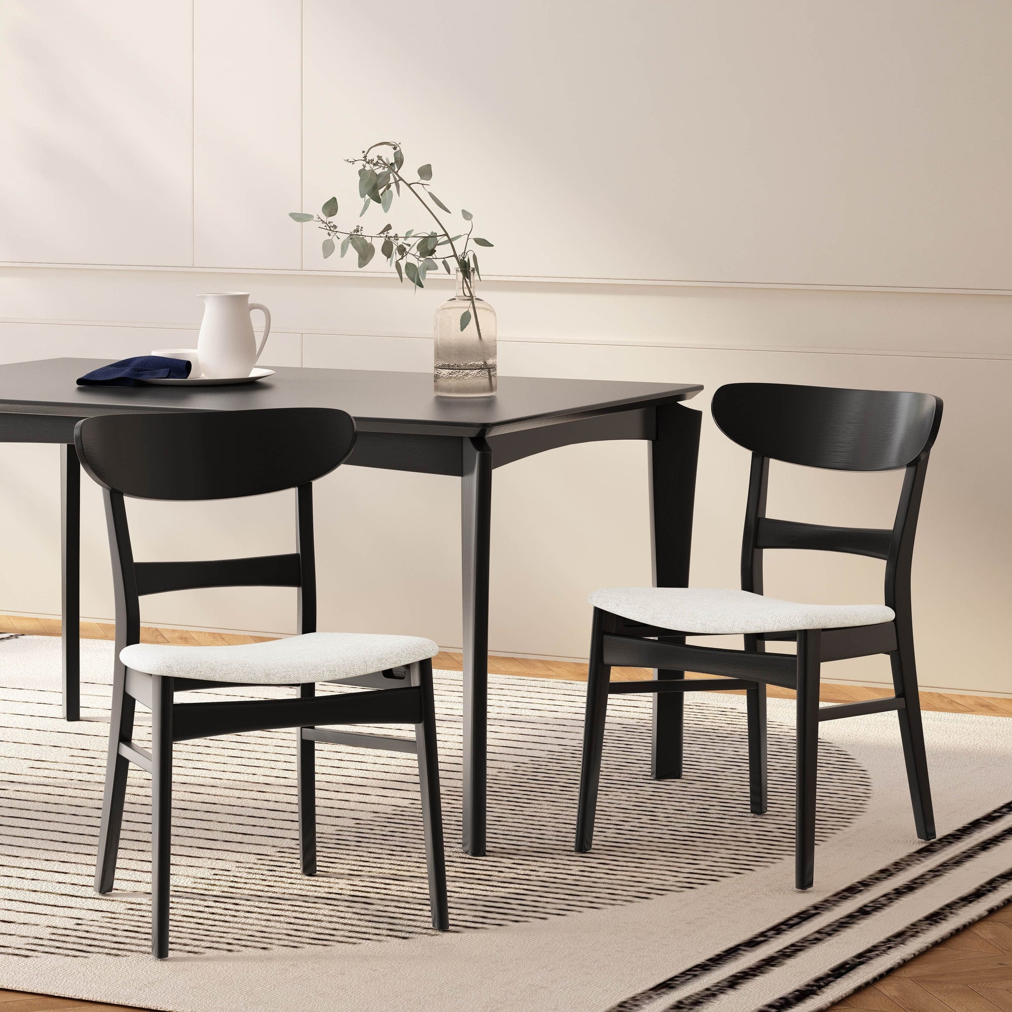 Chaises de salle à manger Abrielle en bois d'hévéa, style moderne du milieu du siècle (lot de 2), par Christopher Knight Home