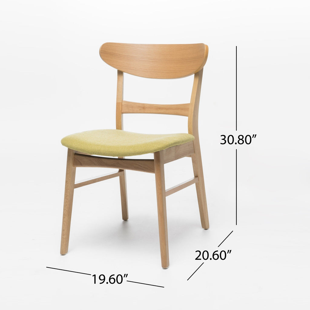 Chaises de salle à manger Abrielle en bois d'hévéa, style moderne du milieu du siècle (lot de 2), par Christopher Knight Home