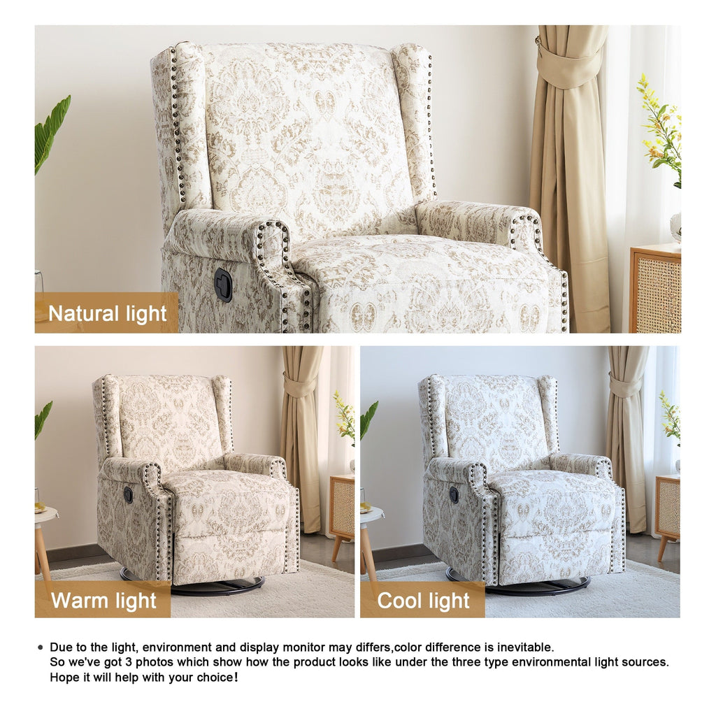 Ensemble de 2 fauteuils inclinables pivotants à bascule de 74 cm de large, à dossier inclinable manuel.