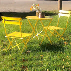 Ensemble bistro pliable en métal 3 pièces, résistant aux intempéries, idéal pour l'intérieur et l'extérieur, avec terrasse, jardin ou cour.