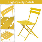 Ensemble bistro pliable en métal 3 pièces, résistant aux intempéries, idéal pour l'intérieur et l'extérieur, avec terrasse, jardin ou cour.