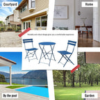 Ensemble bistro pliable en métal 3 pièces, résistant aux intempéries, idéal pour l'intérieur et l'extérieur, avec terrasse, jardin ou cour.