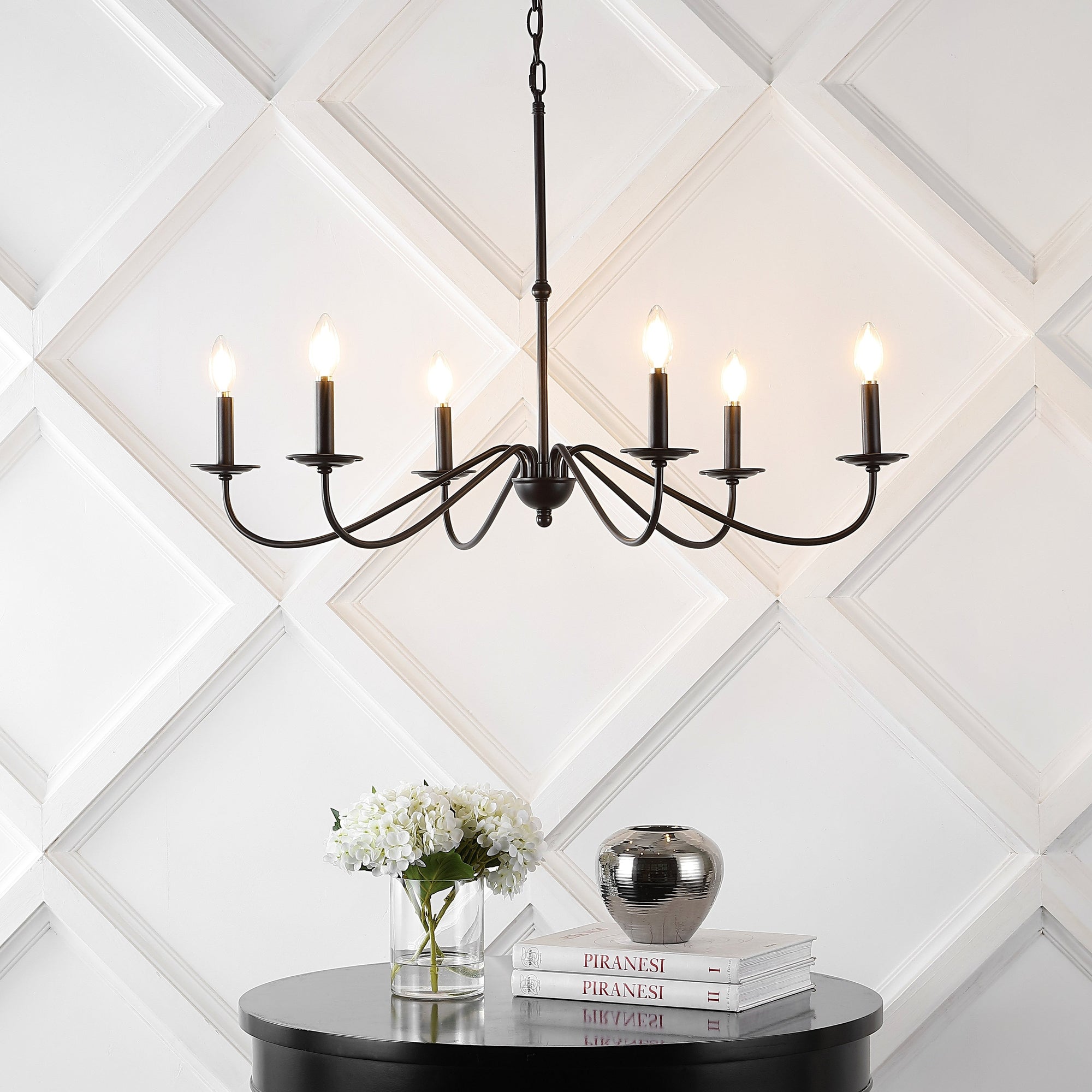 Lustre LED en fer à 6 lumières de 34,75 pouces, par JONATHAN Y