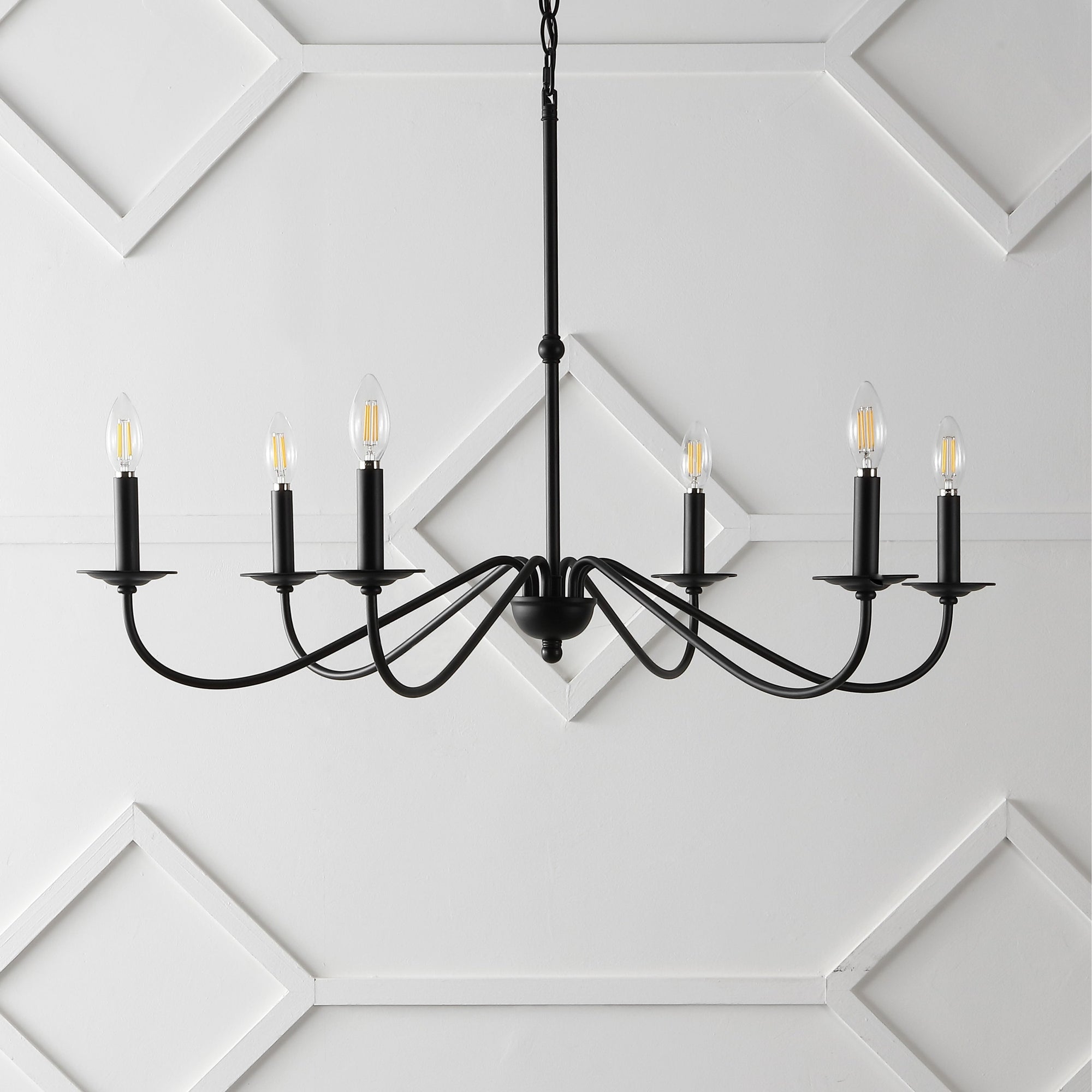 Lustre LED en fer à 6 lumières de 34,75 pouces, par JONATHAN Y