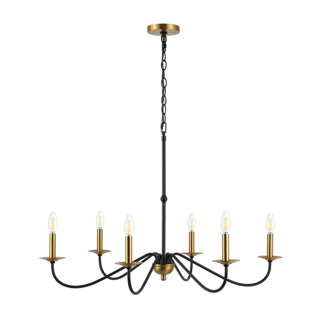 Lustre LED en fer à 6 lumières de 34,75 pouces, par JONATHAN Y