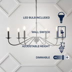 Lustre LED en fer à 6 lumières de 34,75 pouces, par JONATHAN Y