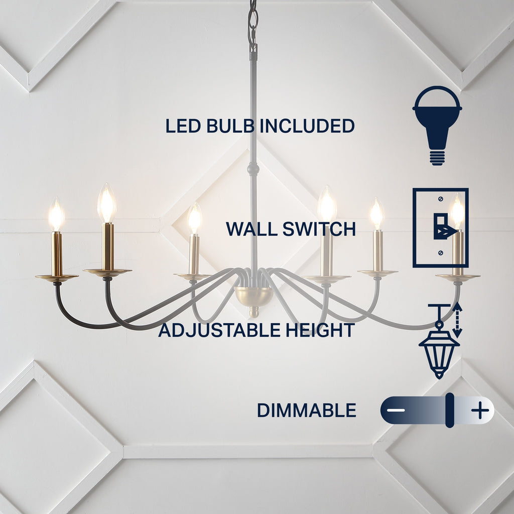 Lustre LED en fer à 6 lumières de 34,75 pouces, par JONATHAN Y