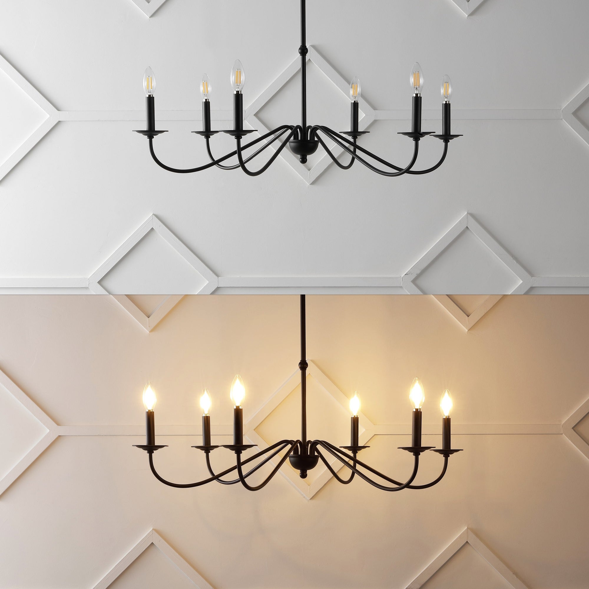 Lustre LED en fer à 6 lumières de 34,75 pouces, par JONATHAN Y