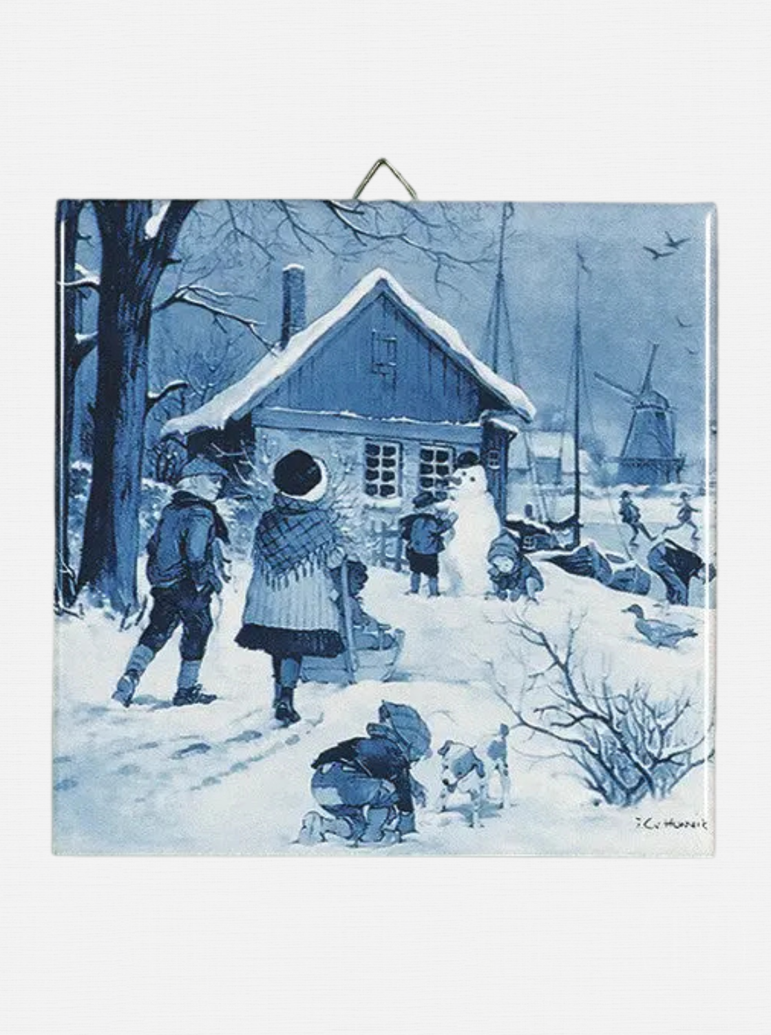 Carreau de Delft néerlandais « Jour de neige »