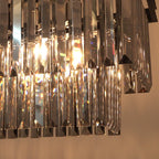 Lustre moderne contemporain en cristal gris fumé et noir à deux niveaux, suspension linéaire pour îlot de cuisine ou salle à manger, 119 cm (47 po).
