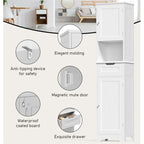 Armoire à linge étroite de salle de bain de 170 cm de haut, 5 niveaux, en bois massif, meuble de rangement autoportant