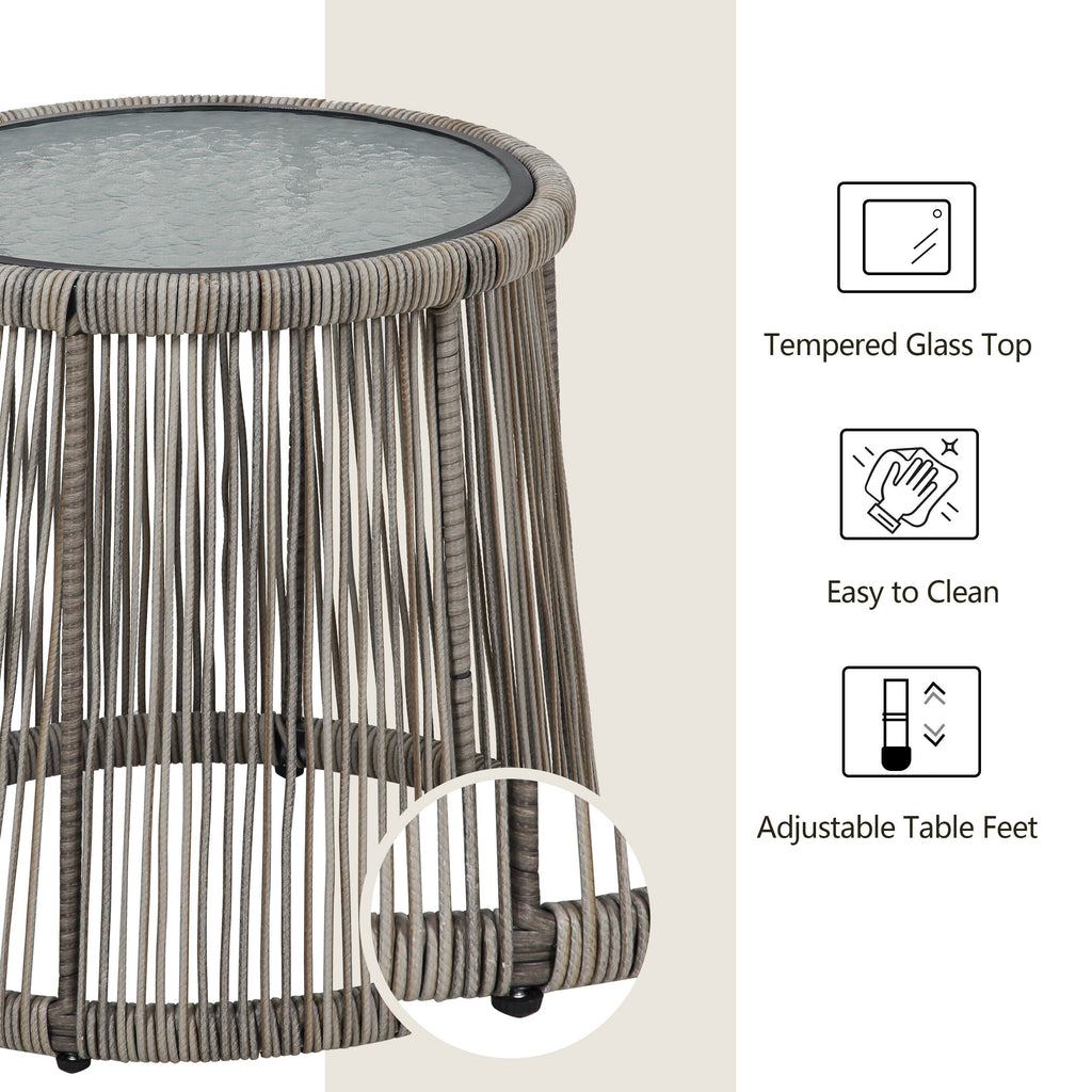 Ensemble bistro de conversation en résine tressée 3 pièces pour extérieur, mobilier de patio en rotin résistant aux intempéries avec coussins