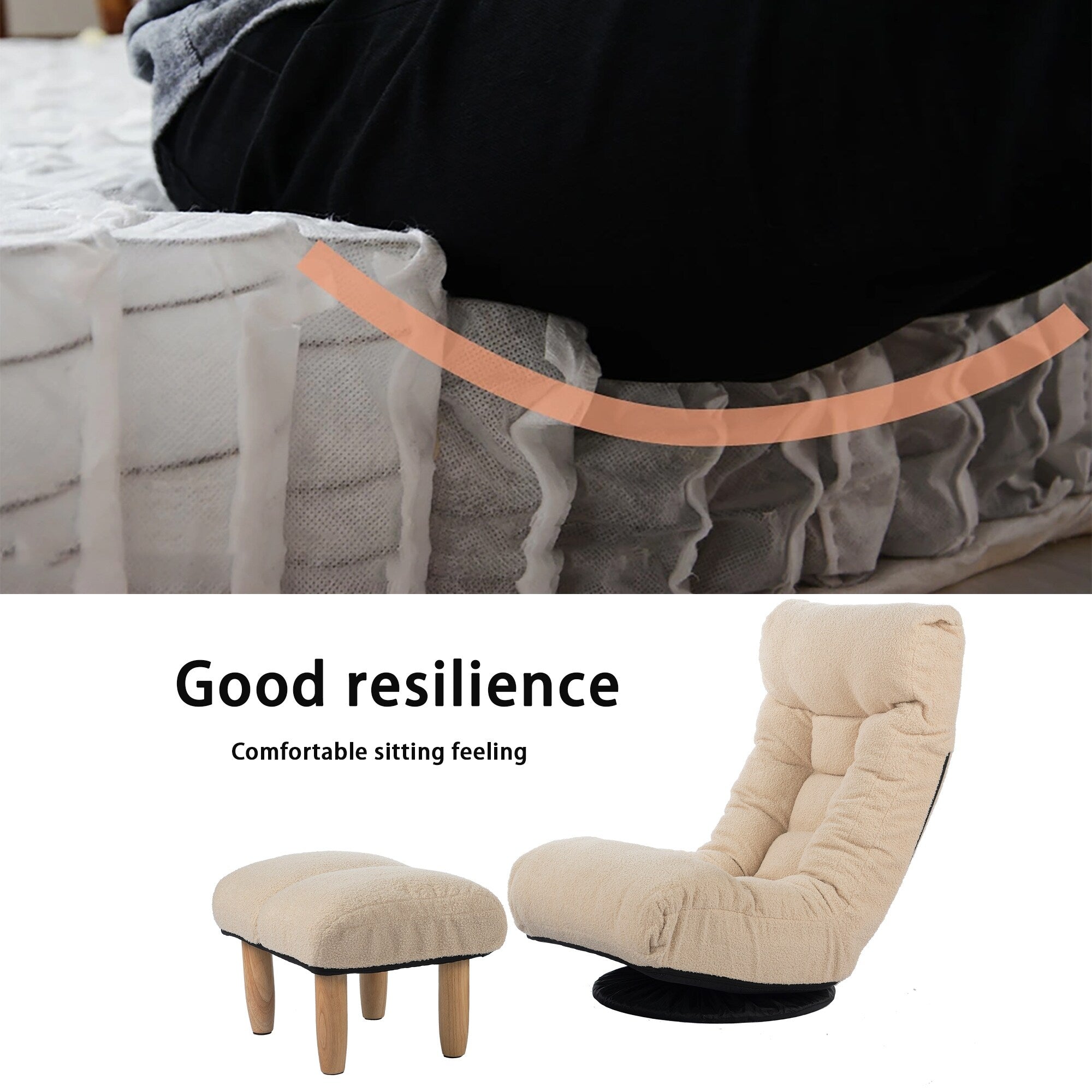 Ensemble fauteuil inclinable rembourré sans accoudoirs avec repose-pieds et appui-tête réglable